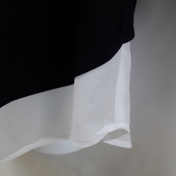 Bailey 44 Black Blouse Button Front Open Overlap Crossover Back White USA L - Picture 3 of 8